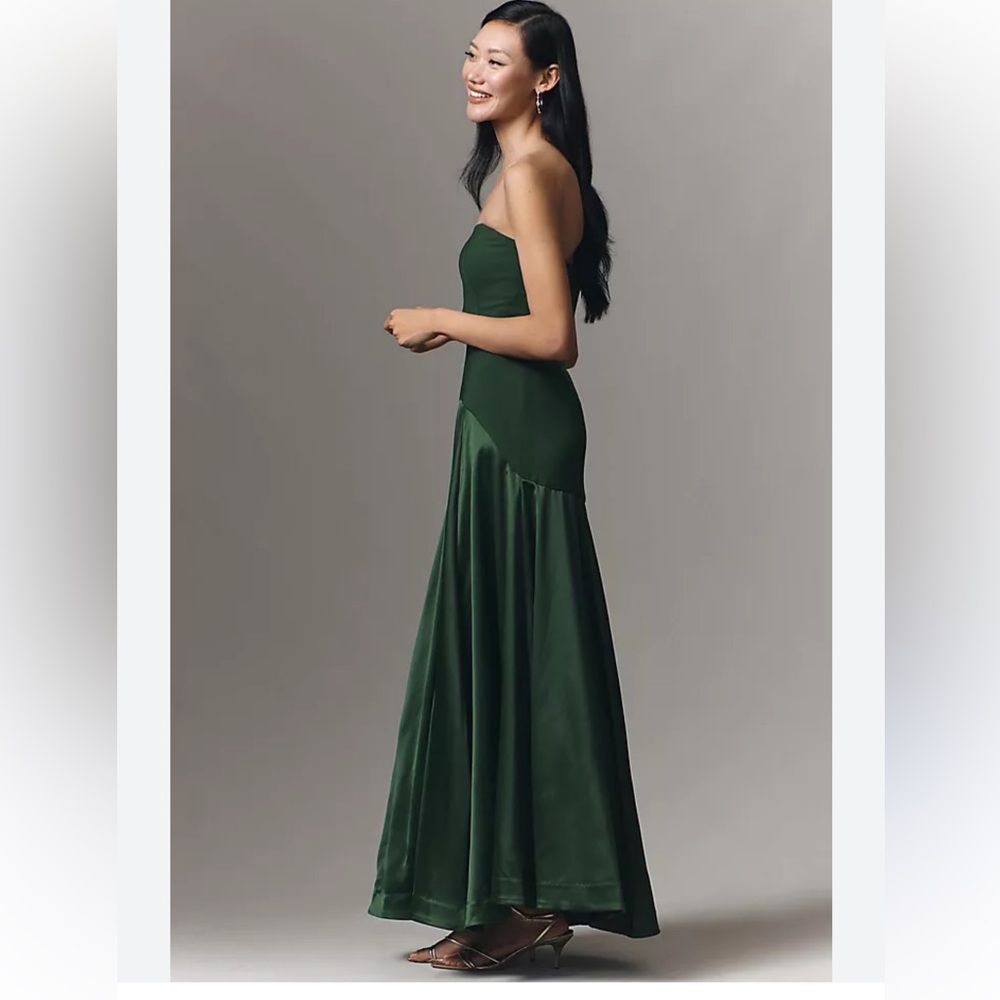 Hutch Strapless Maxi Dress in Forest Green
